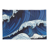 Abstraktes Blue Ocean Waves Artwork im japanischen Kissenbezug (Rückseite-Rechts)