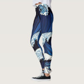 Abstraktes Blue Ocean Waves Artwork im japanischen Leggings (Links)