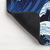 Abstraktes Blue Ocean Waves Artwork im japanischen Mousepad (Ecke)