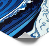 Abstraktes Blue Ocean Waves Artwork im japanischen Poster (Ecke)