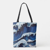 Abstraktes Blue Ocean Waves Artwork im japanischen Tasche (Rückseite)