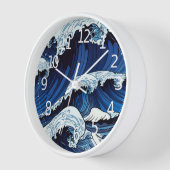 Abstraktes Blue Ocean Waves Artwork im japanischen Uhr (Winkel)