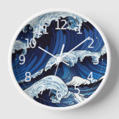 Abstraktes Blue Ocean Waves Artwork im japanischen Uhr (Vorderseite)