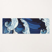 Abstraktes Blue Ocean Waves Artwork im japanischen Yogamatte (Vorderseite (Horizontal))
