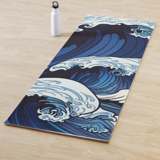 Abstraktes Blue Ocean Waves Artwork im japanischen Yogamatte (Beispiel)