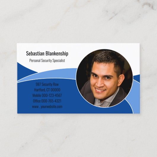 Abstraktes Blue Security Berufliches benutzerdefin Visitenkarte (Vorderseite)