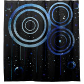 Abstraktes Blue Space Circles-Design Duschvorhang (Vorderseite)