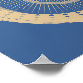 Abstraktes Blue & Tan Spiral Sun Circle Design Pri Poster (Ecke)