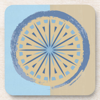 Abstraktes Blue & Tan Sternexplosion Circle Design Getränkeuntersetzer