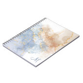 Abstraktes Blue, Taupe und Gold Spiral Foto Notizblock (Linke Seite)