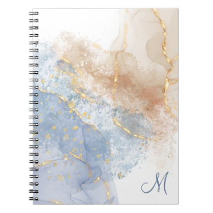 Abstraktes Blue, Taupe und Gold Spiral Foto Notizblock