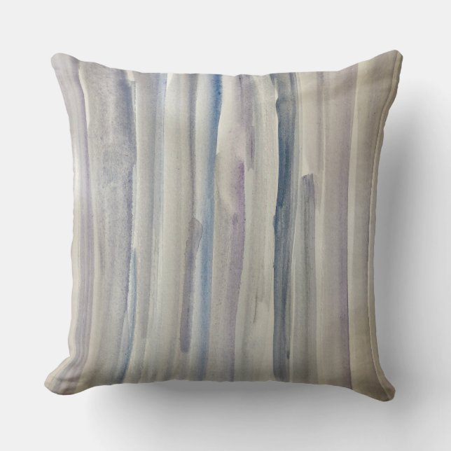 Abstraktes Blue Water Stripes Beach Kissen (Vorderseite)
