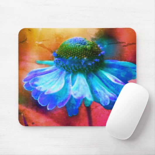Abstraktes Blue Zinnia Blume Art Collection Mousepad (Mit Mouse)