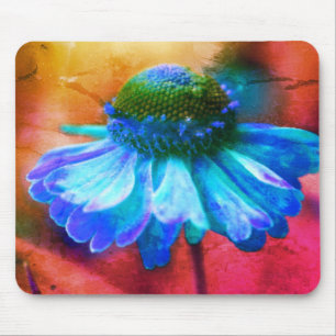 Abstraktes Blue Zinnia Blume Art Collection Mousepad