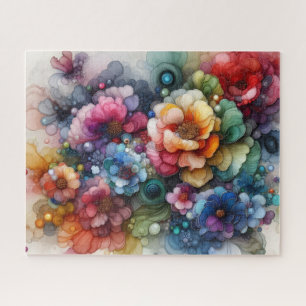 Abstraktes Blumen-Alkohol-Tinte Puzzle