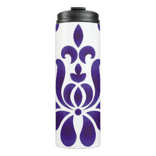 Abstraktes Blumen-Dekor-Ornament-Hintergrund Damas Thermosbecher
