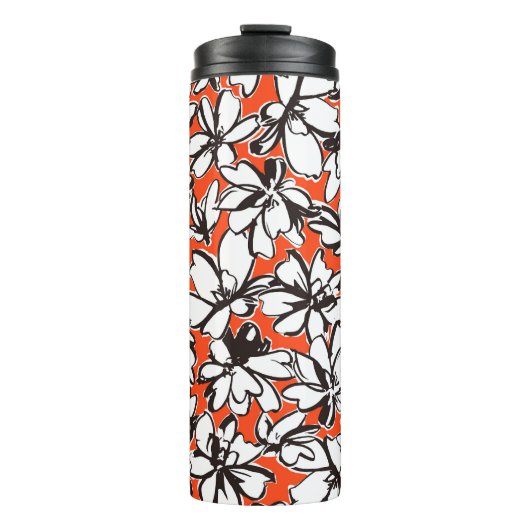 Abstraktes Blumen-Nahtlos-Muster-Material Thermosbecher (Vorderseite)
