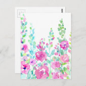 Abstraktes Blumenbeet in Aquarellfarben Postkarte (Vorne/Hinten)