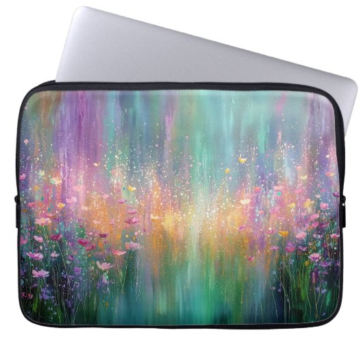 Abstraktes Blumenbild mit lebendigen Farben Laptopschutzhülle (Vorderseite)