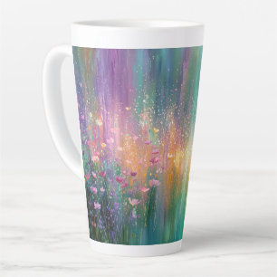Abstraktes Blumenbild mit lebendigen Farben Milchtasse