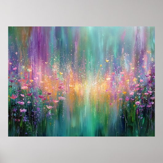 Abstraktes Blumenbild mit lebendigen Farben Poster (Vorne)