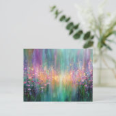 Abstraktes Blumenbild mit lebendigen Farben Postkarte (Stehend Vorderseite)