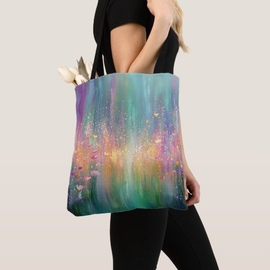 Abstraktes Blumenbild mit lebendigen Farben Tasche (Von Nahem)