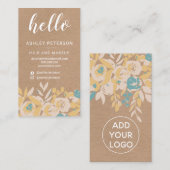 abstraktes Blumenbraun-Kraftsch-hello-Skript Visitenkarte (Vorne/Hinten)