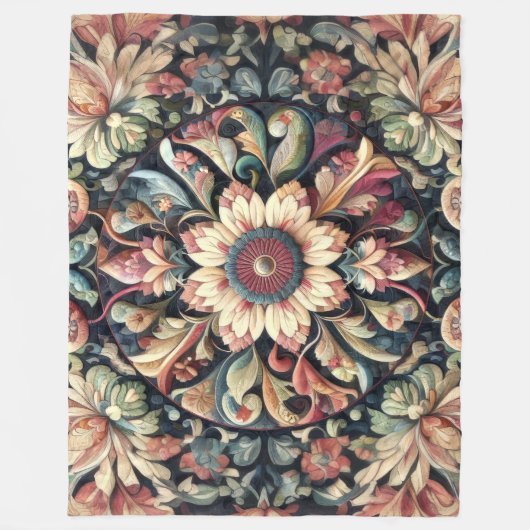 Abstraktes Blumendesign Fleecedecke (Vorderseite)