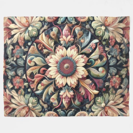 Abstraktes Blumendesign Fleecedecke (Vorderseite (Horizontal))