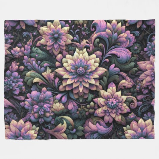 Abstraktes Blumendesign Fleecedecke (Vorderseite (Horizontal))