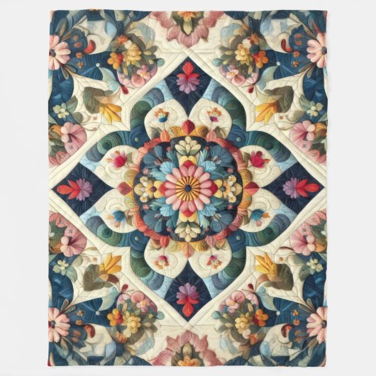 Abstraktes Blumendesign Fleecedecke (Vorderseite)