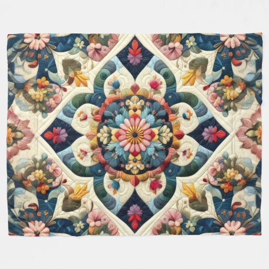 Abstraktes Blumendesign Fleecedecke (Vorderseite (Horizontal))