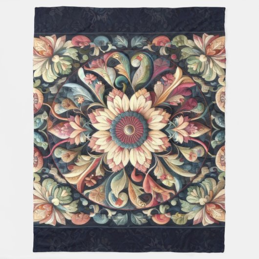 Abstraktes Blumendesign Fleecedecke (Vorderseite)