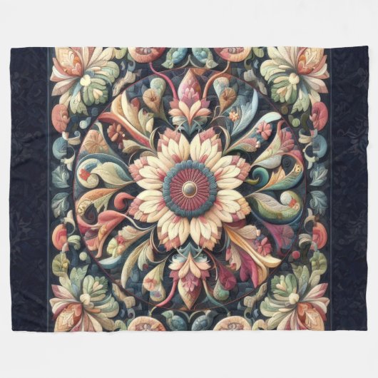 Abstraktes Blumendesign Fleecedecke (Vorderseite (Horizontal))