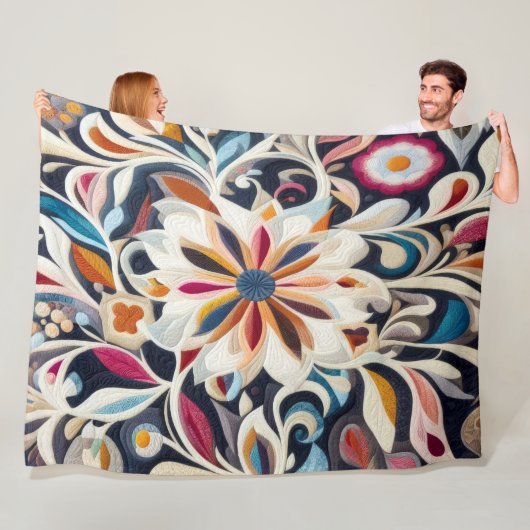 Abstraktes Blumendesign Fleecedecke (Beispiel)