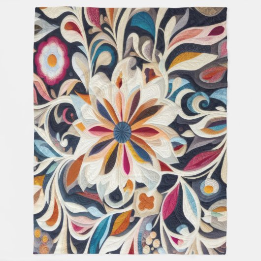 Abstraktes Blumendesign Fleecedecke (Vorderseite)