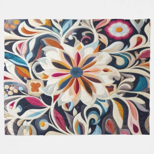 Abstraktes Blumendesign Fleecedecke (Vorderseite (Horizontal))