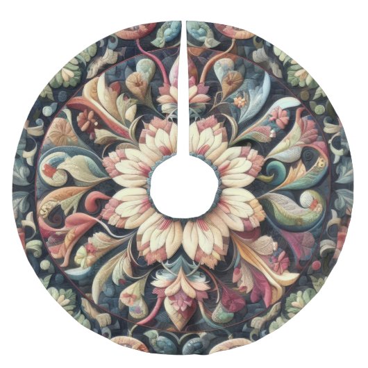 Abstraktes Blumendesign Polyester Weihnachtsbaumdecke (Vorderseite)