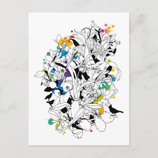 abstraktes Blumendesign Postkarte (Vorderseite)