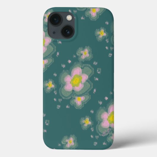 Abstraktes Blumendesign (rosa/aquamarin) Case-Mate iPhone Hülle (Rückseite)