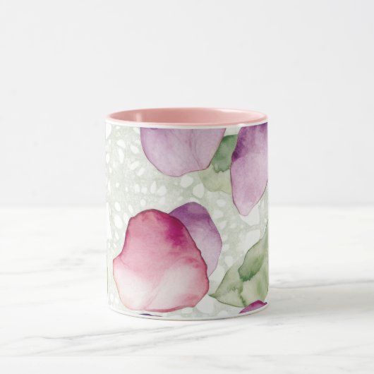 Abstraktes Blumendesign Rosa, Lavendel, Grün Kaffe Tasse (Zentrum)