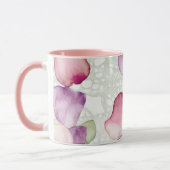 Abstraktes Blumendesign Rosa, Lavendel, Grün Kaffe Tasse (Links)