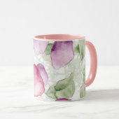 Abstraktes Blumendesign Rosa, Lavendel, Grün Kaffe Tasse (VorderseiteRechts)