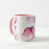 Abstraktes Blumendesign Rosa, Lavendel, Grün Kaffe Tasse (Vorderseite Links)