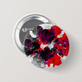 Abstraktes Blumendesign - rot und lila über weiß Button (Vorne & Hinten)