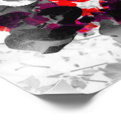 Abstraktes Blumendesign - rot und lila über weiß Fotodruck (Ecke)