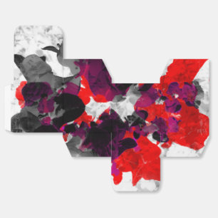 Abstraktes Blumendesign - rot und lila über weiß Geschenkschachtel