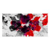 Abstraktes Blumendesign - rot und lila über weiß Poster (Vorderseite)