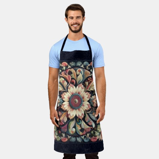Abstraktes Blumendesign Schürze (Getragen)